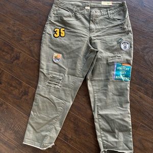 Brand new olive green jeans 20W patches NWT #p1